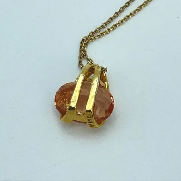 Roman Co Simulated Citrine Necklace | Crystal Stone Gold Pendant Stamped RMN - Picture 8 of 12